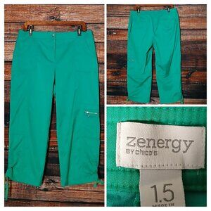 Zenergy Chicos Pants Size 1.5 US 10 Green Cargo Crop Capri